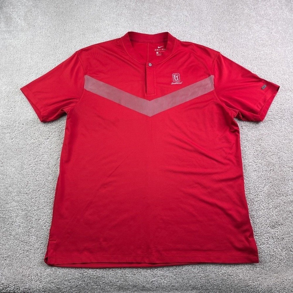 Nike Golf Polo Shirt Mens Large Red Tiger Woods Blade Collar TPC Southwind